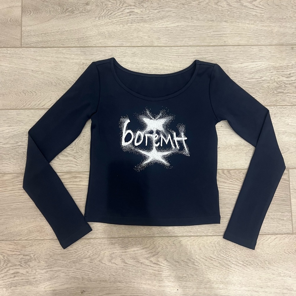 super cute y2k acubi cyber futuristic streetwear grunge long sleeve crop top